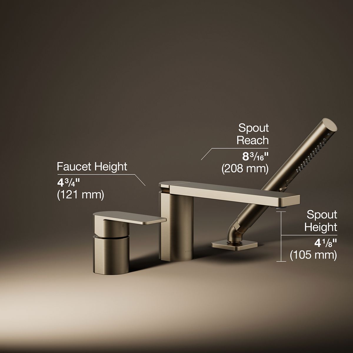 Parallel® Deck-mount bath faucet with handshower