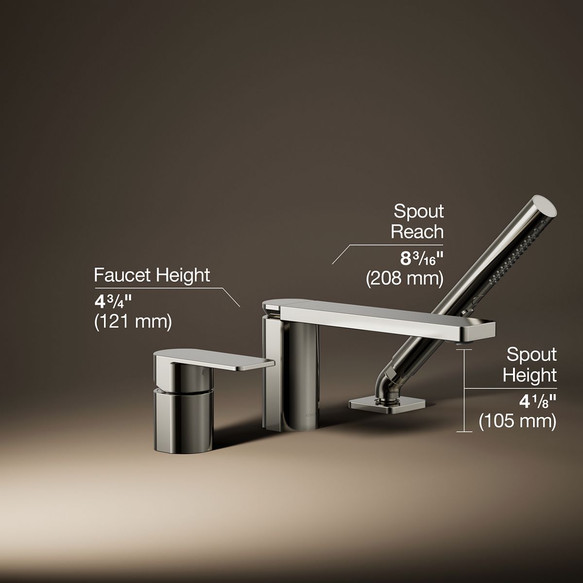 Parallel® Deck-mount bath faucet with handshower