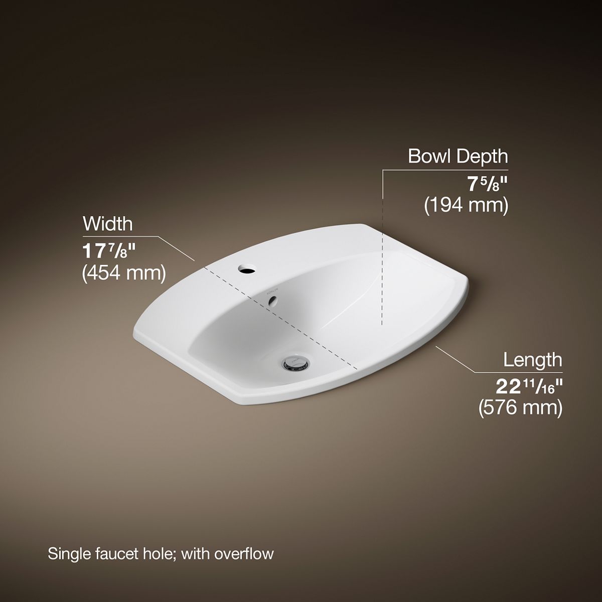Cimarron® 22-3/4" rectangle drop-in bathroom sink