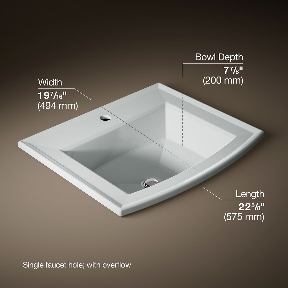 Archer® 22-3/4" rectangular drop-in bathroom sink