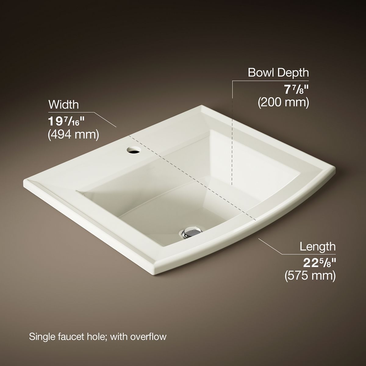 Archer® 22-3/4" rectangular drop-in bathroom sink