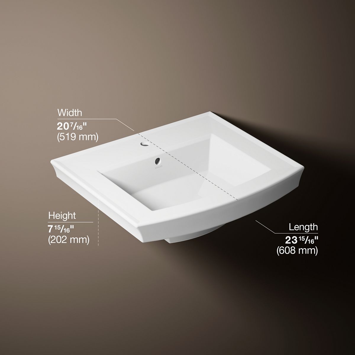 Archer® 24" rectangular pedestal bathroom sink