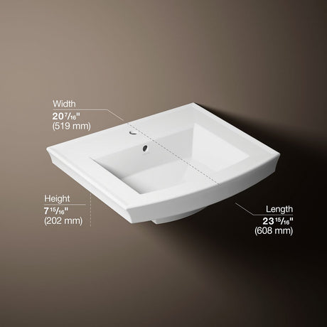 Archer® 24" rectangular pedestal bathroom sink