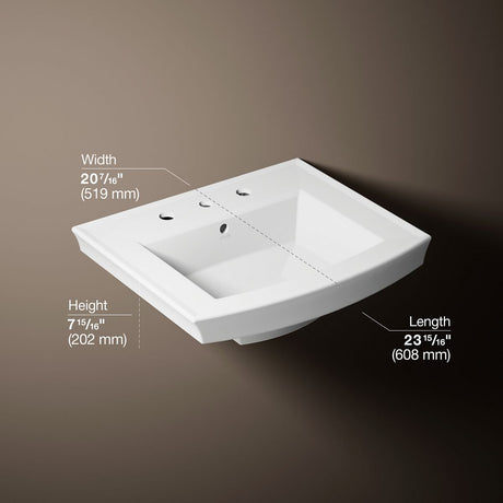 Archer® 24" rectangular pedestal bathroom sink