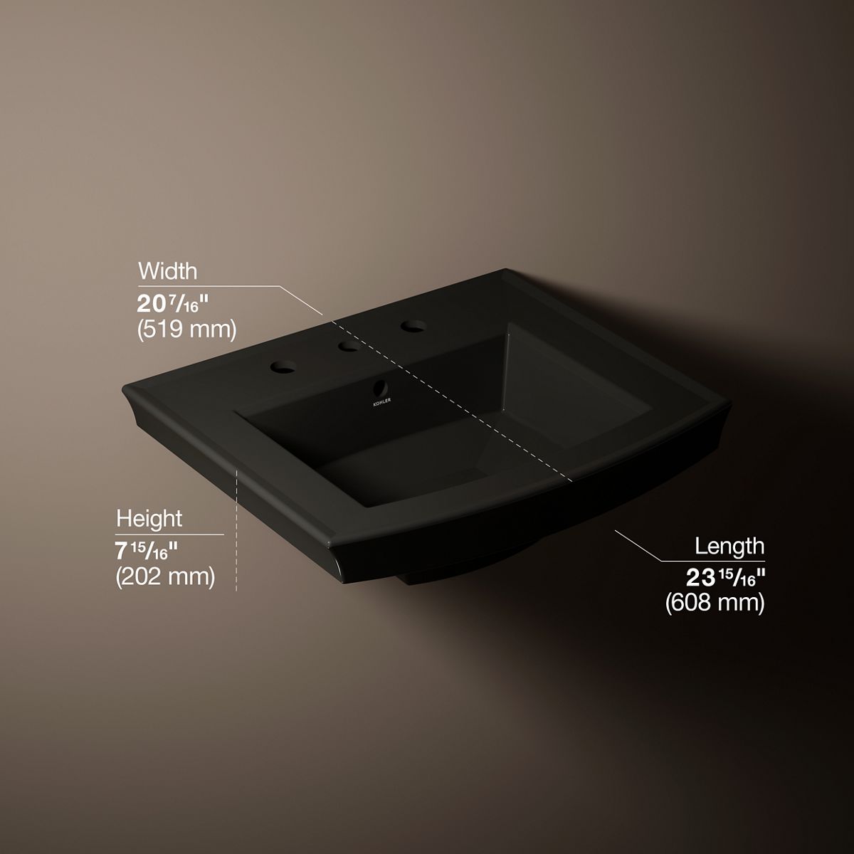 Archer® 24" rectangular pedestal bathroom sink