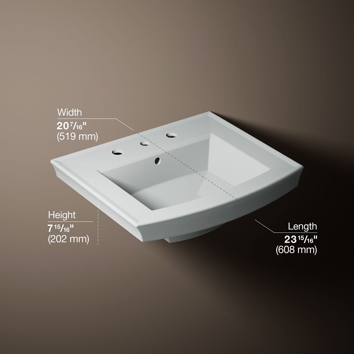 Archer® 24" rectangular pedestal bathroom sink