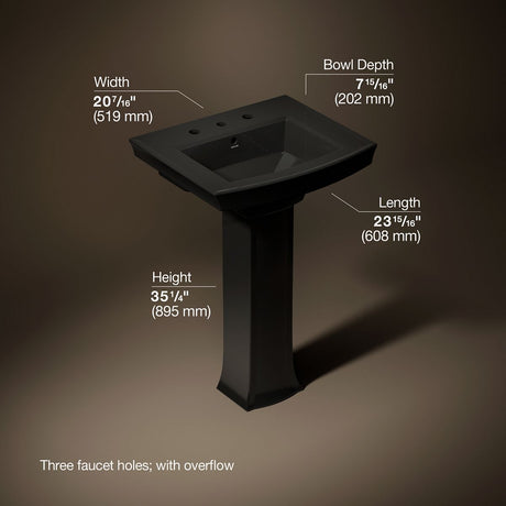 Archer® 24" rectangular pedestal bathroom sink