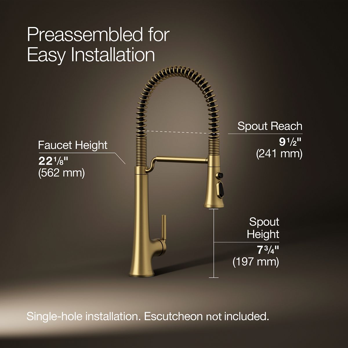 Tone® Semi-professional pull-down kitchen sink faucet with three-function sprayhead