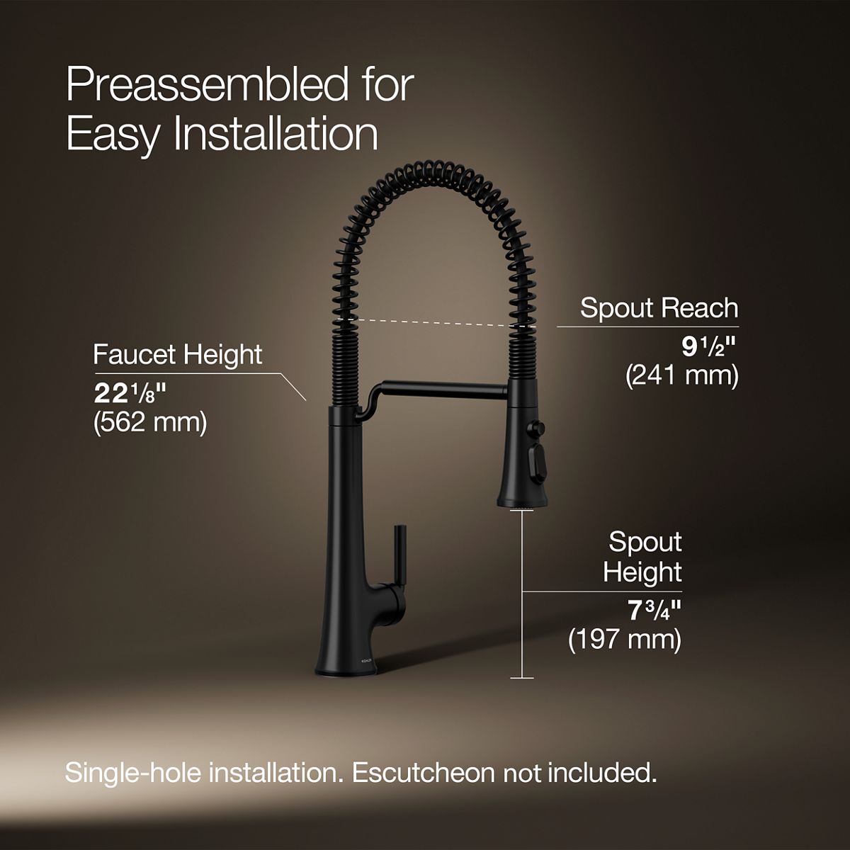 Tone® Semi-professional pull-down kitchen sink faucet with three-function sprayhead