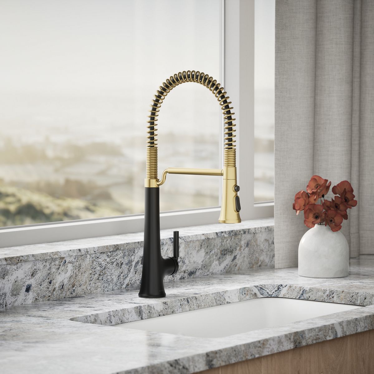 Tone® Semi-professional pull-down kitchen sink faucet with three-function sprayhead
