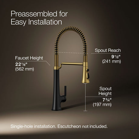 Tone® Semi-professional pull-down kitchen sink faucet with three-function sprayhead