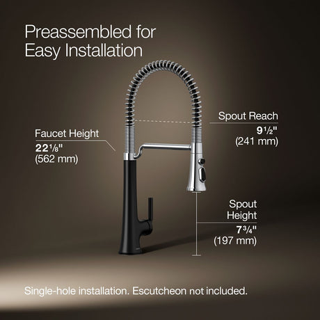 Tone® Semi-professional pull-down kitchen sink faucet with three-function sprayhead