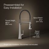 Tone® Semi-professional pull-down kitchen sink faucet with three-function sprayhead