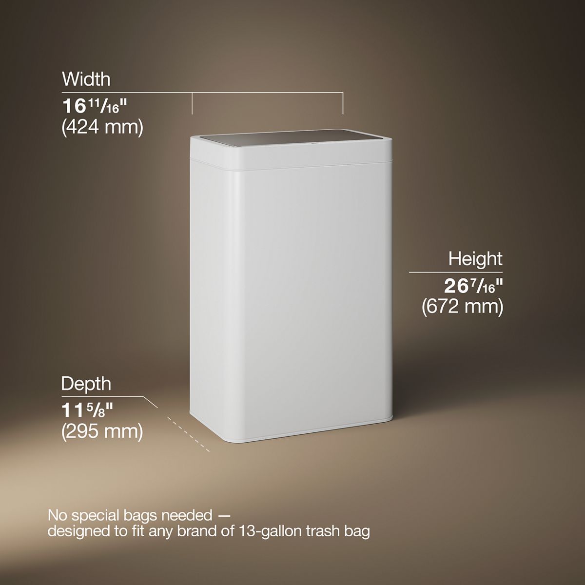 13-gallon touchless stainless steel trash can