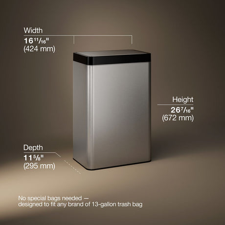13-gallon touchless stainless steel trash can