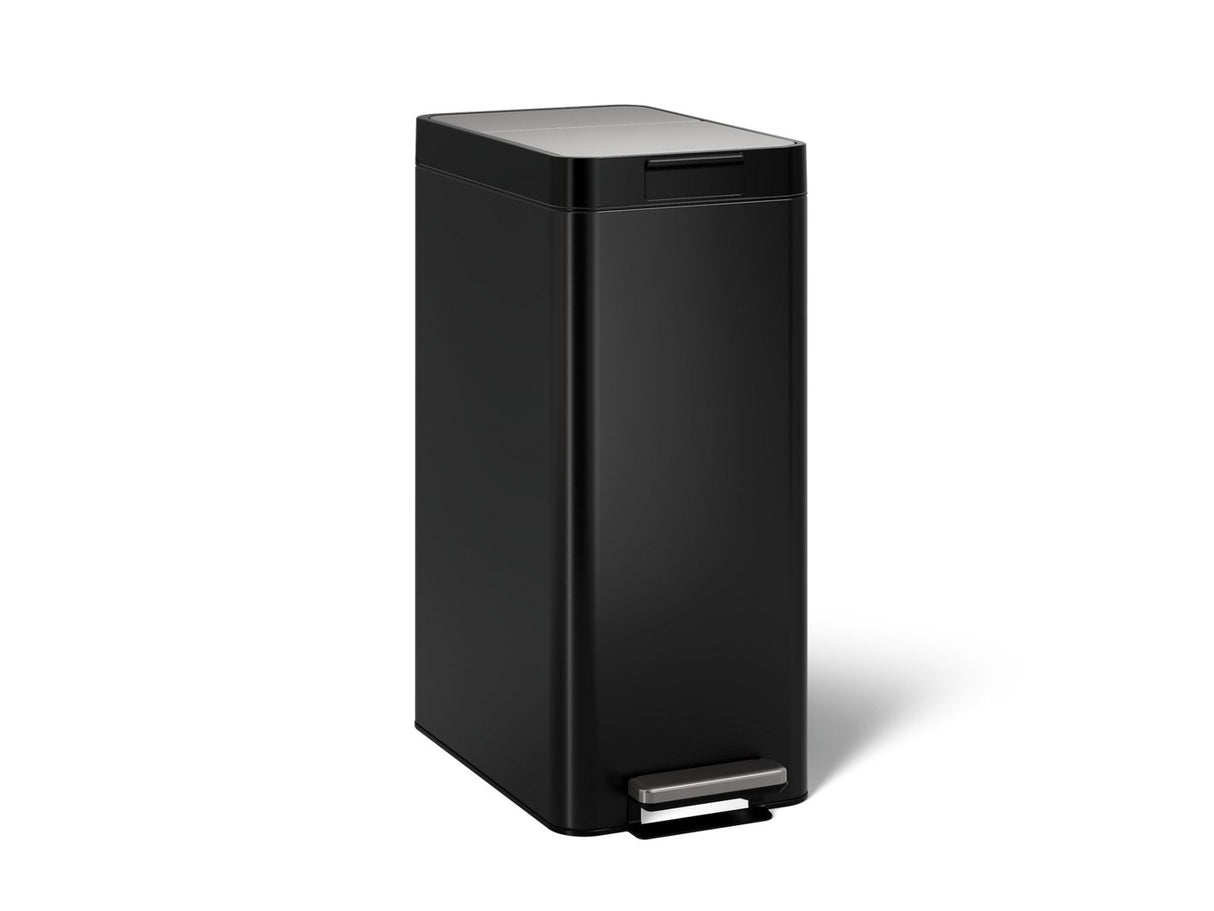 13-gallon stainless steel slim step trash can with bifold lid