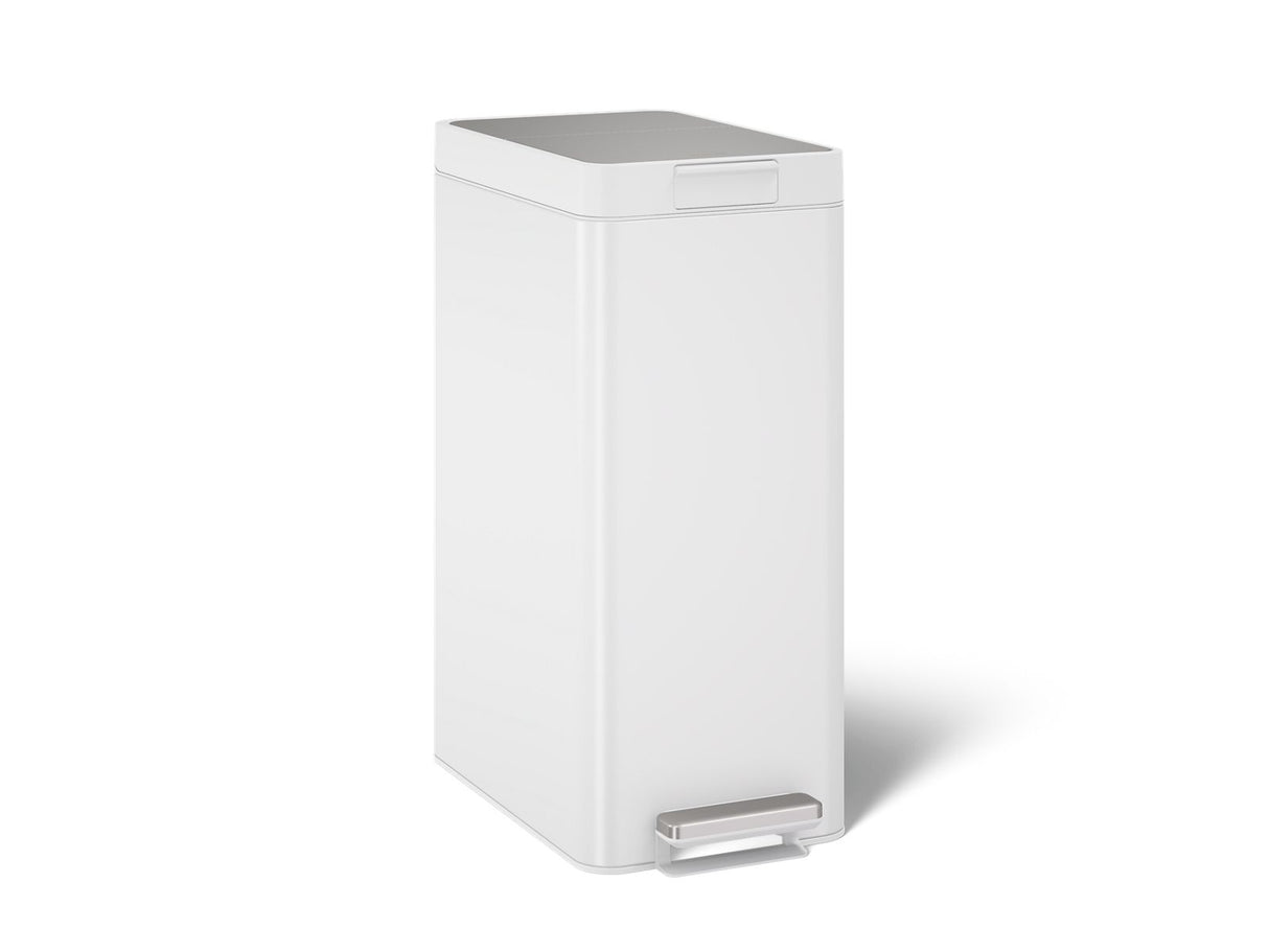 13-gallon stainless steel slim step trash can with bifold lid