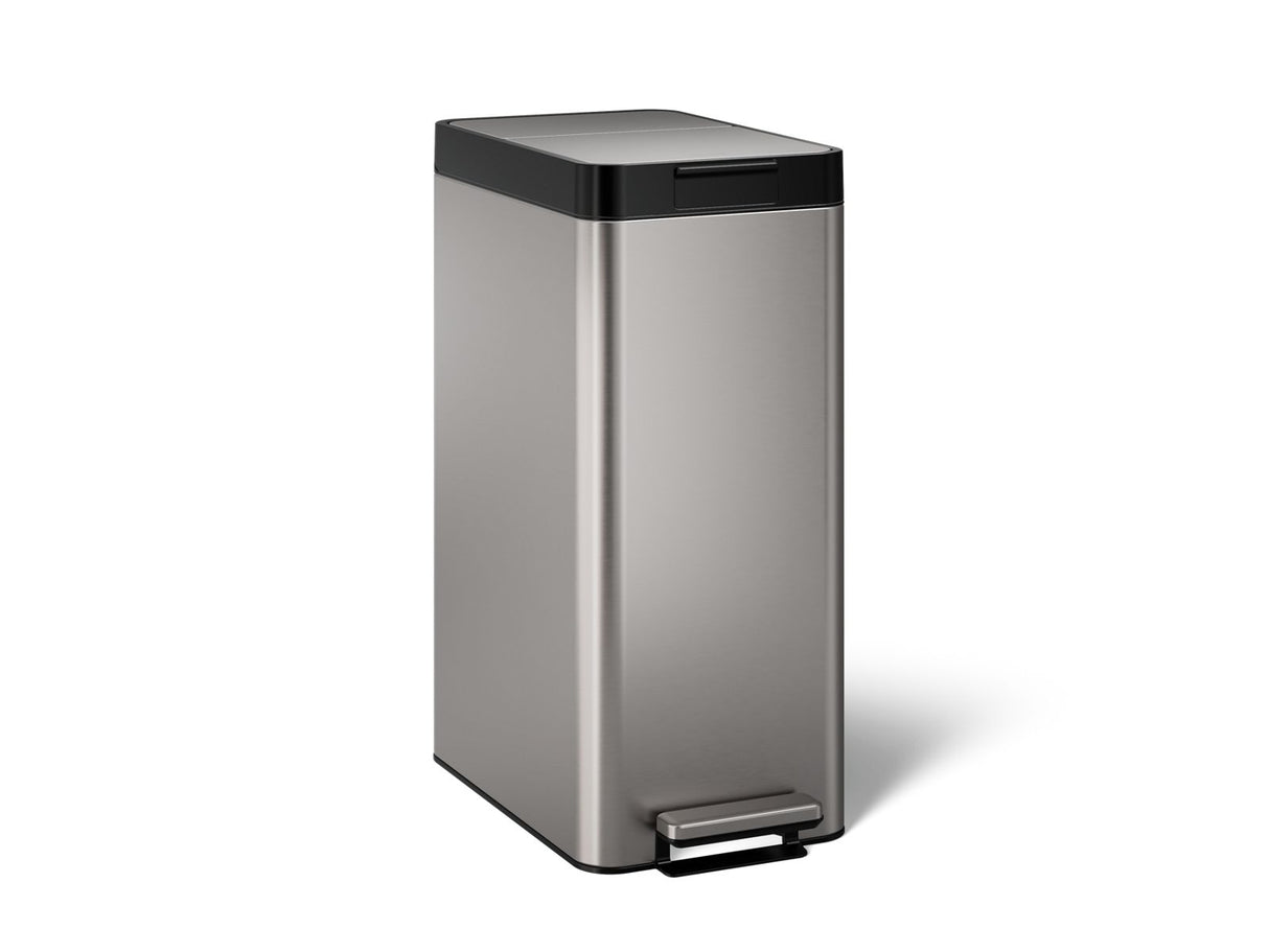 13-gallon stainless steel slim step trash can with bifold lid