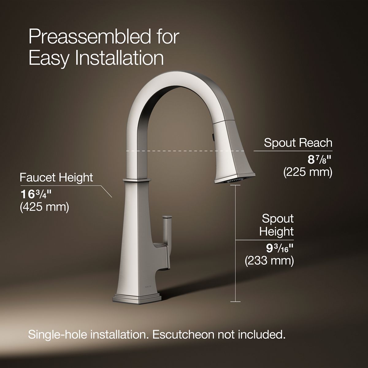 Riff® Pull-down kitchen sink faucet with three-function sprayhead