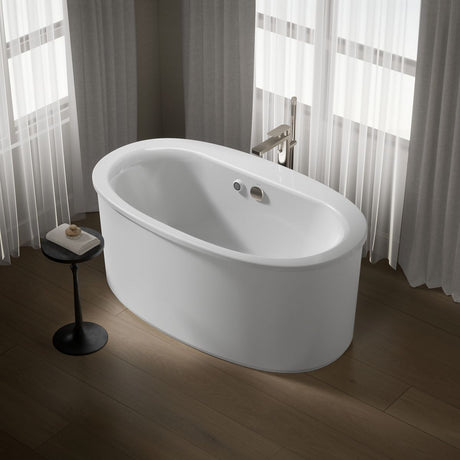 Sunstruck® 60" x 34" freestanding bath with Bask® heated surface and straight shroud