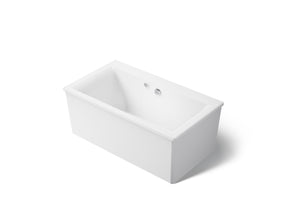 Stargaze® 60" x 34" freestanding bath with Bask® heated surface and straight shroud