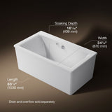 Stargaze® 60" x 34" freestanding Heated BubbleMassage™ air bath with straight shroud