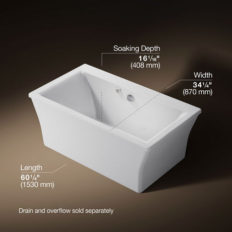 Stargaze® 60" x 34" freestanding Heated BubbleMassage™ air bath with Bask® heated surface and fluted shroud
