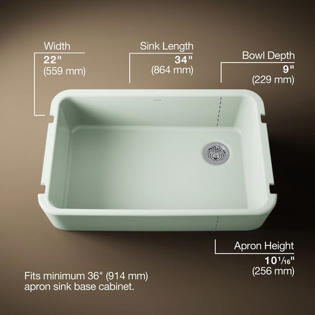 Ironridge® 34" undermount single-bowl farmhouse kitchen sink