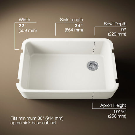 Ironridge® 34" undermount single-bowl farmhouse kitchen sink