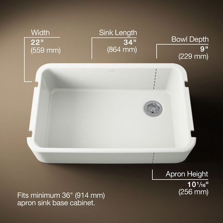 Ironridge® 34" undermount single-bowl farmhouse kitchen sink