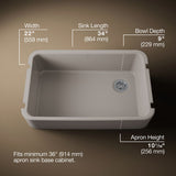 Ironridge® 34" undermount single-bowl farmhouse kitchen sink