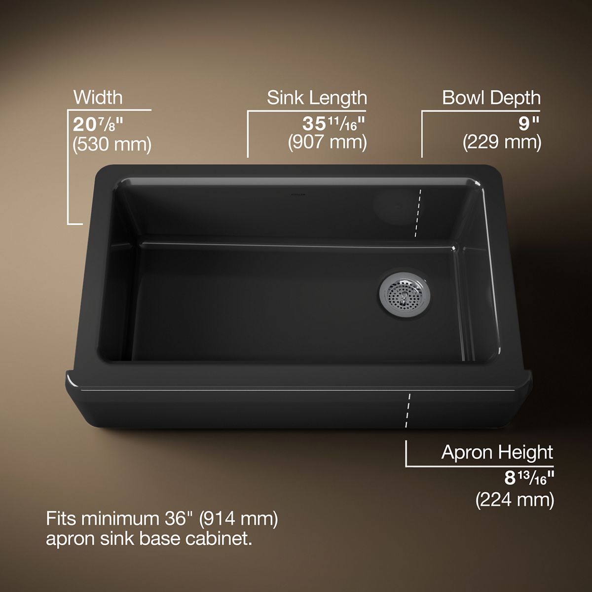 Riverby® 35-3/4" undermount single-bowl farmhouse workstation kitchen sink