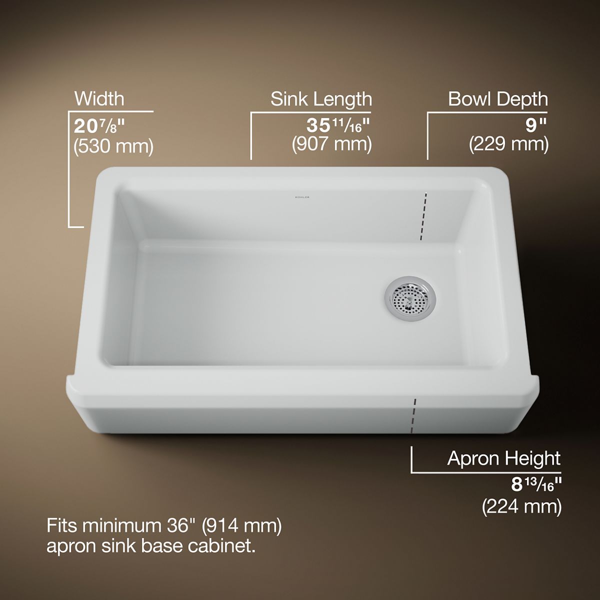 Riverby® 35-3/4" undermount single-bowl farmhouse workstation kitchen sink