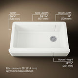 Riverby® 35-3/4" undermount single-bowl farmhouse workstation kitchen sink