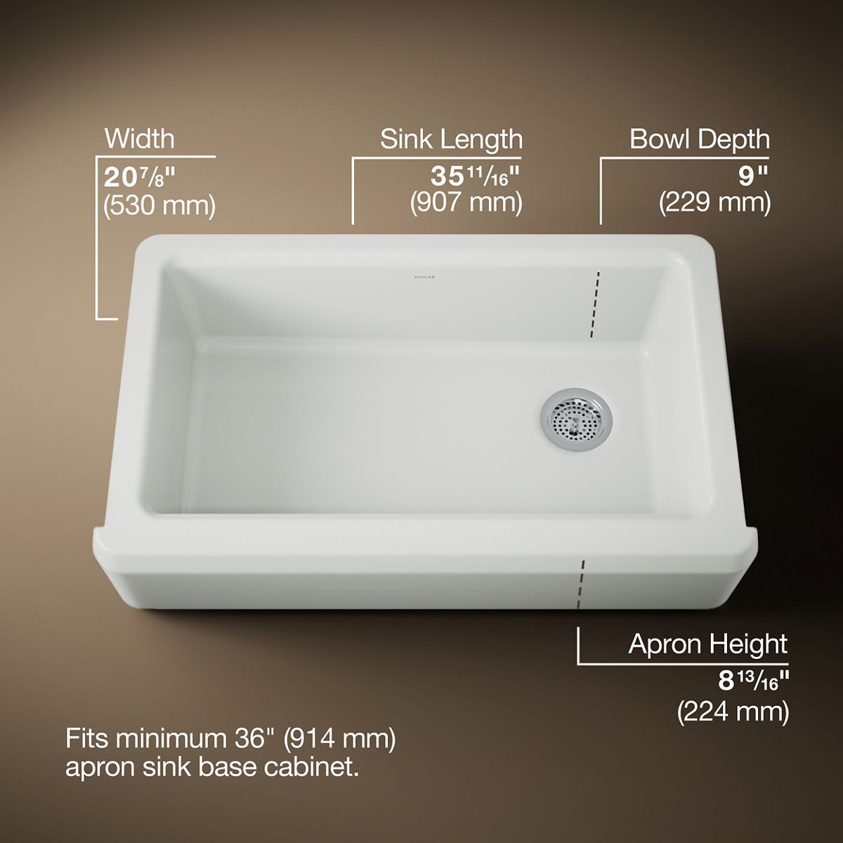 Riverby® 35-3/4" undermount single-bowl farmhouse workstation kitchen sink