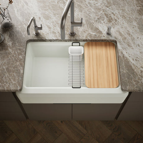 Riverby® 35-3/4" undermount single-bowl farmhouse workstation kitchen sink