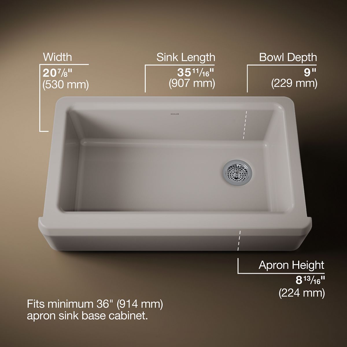 Riverby® 35-3/4" undermount single-bowl farmhouse workstation kitchen sink