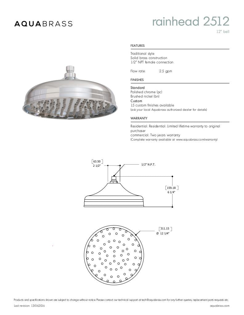 12" bell rainhead