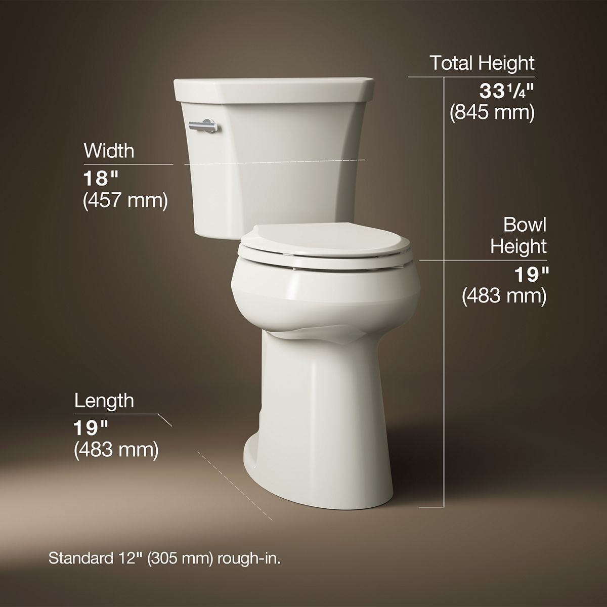 Highline® Tall two-piece elongated toilet, 1.28 gpf
