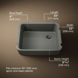 Ironridge® 28" undermount single-bowl farmhouse kitchen sink