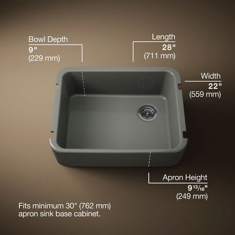 Ironridge® 28" undermount single-bowl farmhouse kitchen sink