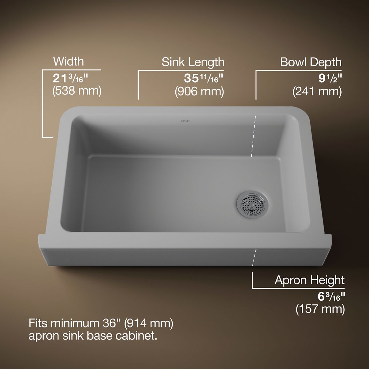 Cairn® Undermount single-bowl farmhouse kitchen sink