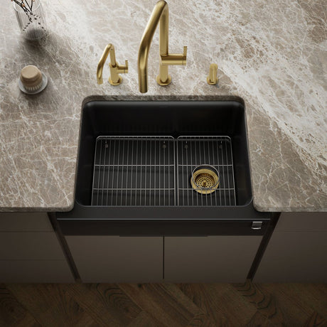 Cairn® 29-3/4" undermount single-bowl farmhouse kitchen sink with short apron