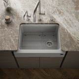 Cairn® 29-3/4" undermount single-bowl farmhouse kitchen sink with short apron