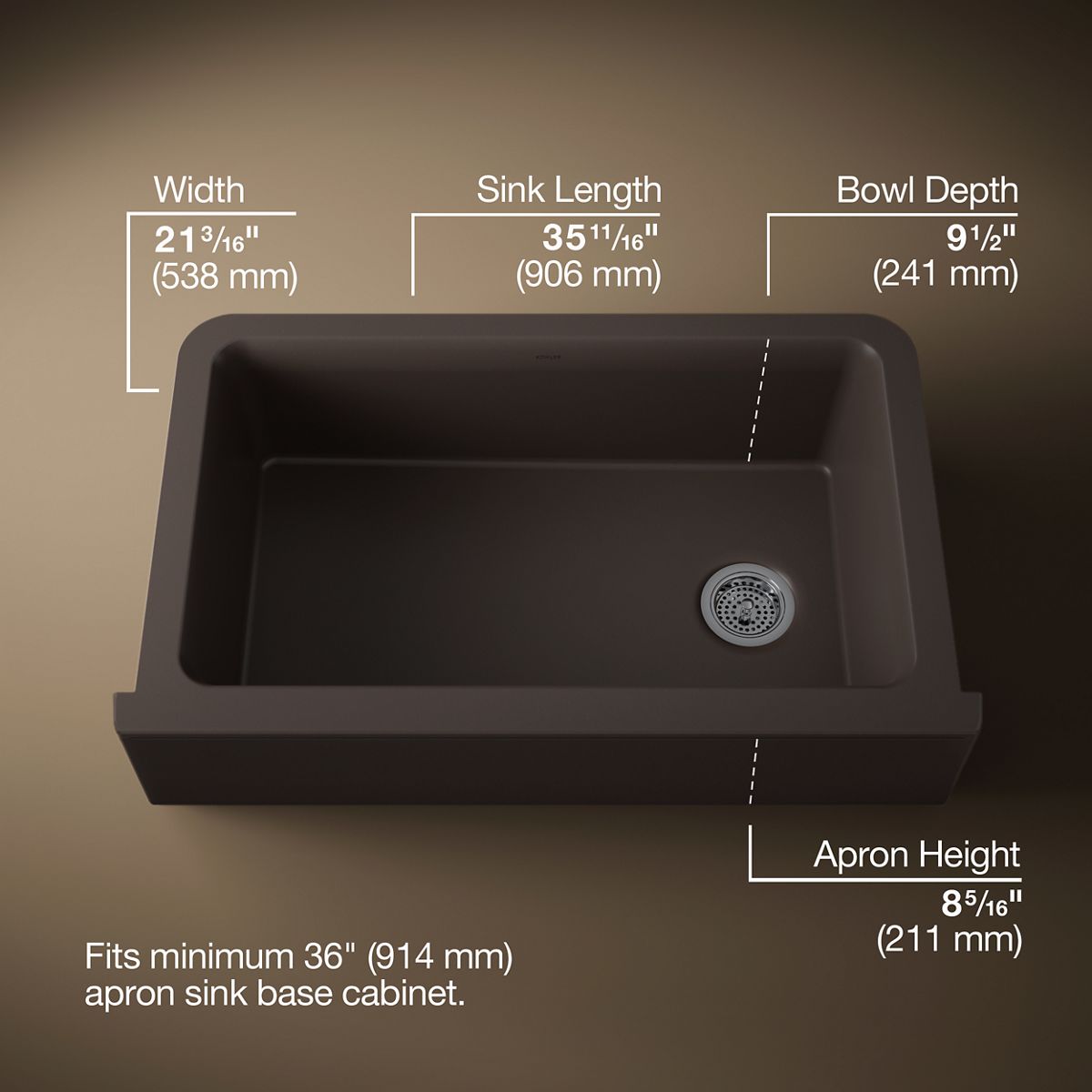 Cairn® 34" undermount single-bowl farmhouse kitchen sink