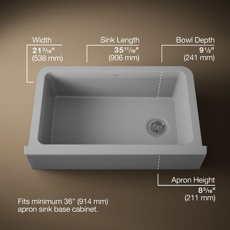 Cairn® 34" undermount single-bowl farmhouse kitchen sink