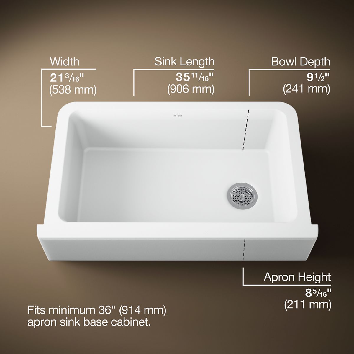 Cairn® 34" undermount single-bowl farmhouse kitchen sink
