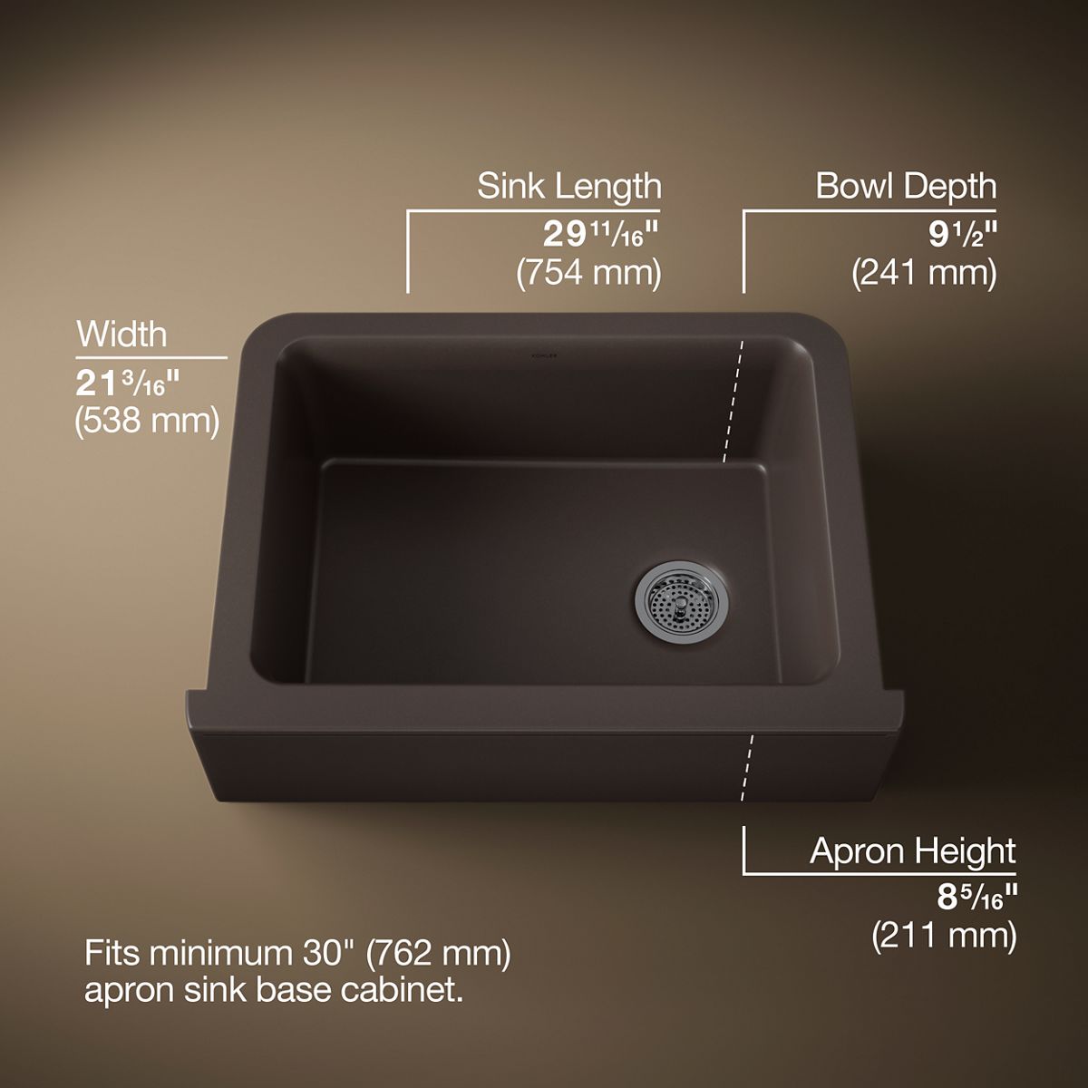 Cairn® 29-11/16" undermount single-bowl farmhouse kitchen sink