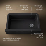 Cairn® 34" undermount single-bowl farmhouse kitchen sink with fluted design