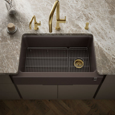 Cairn® 34" undermount single-bowl farmhouse kitchen sink with fluted design